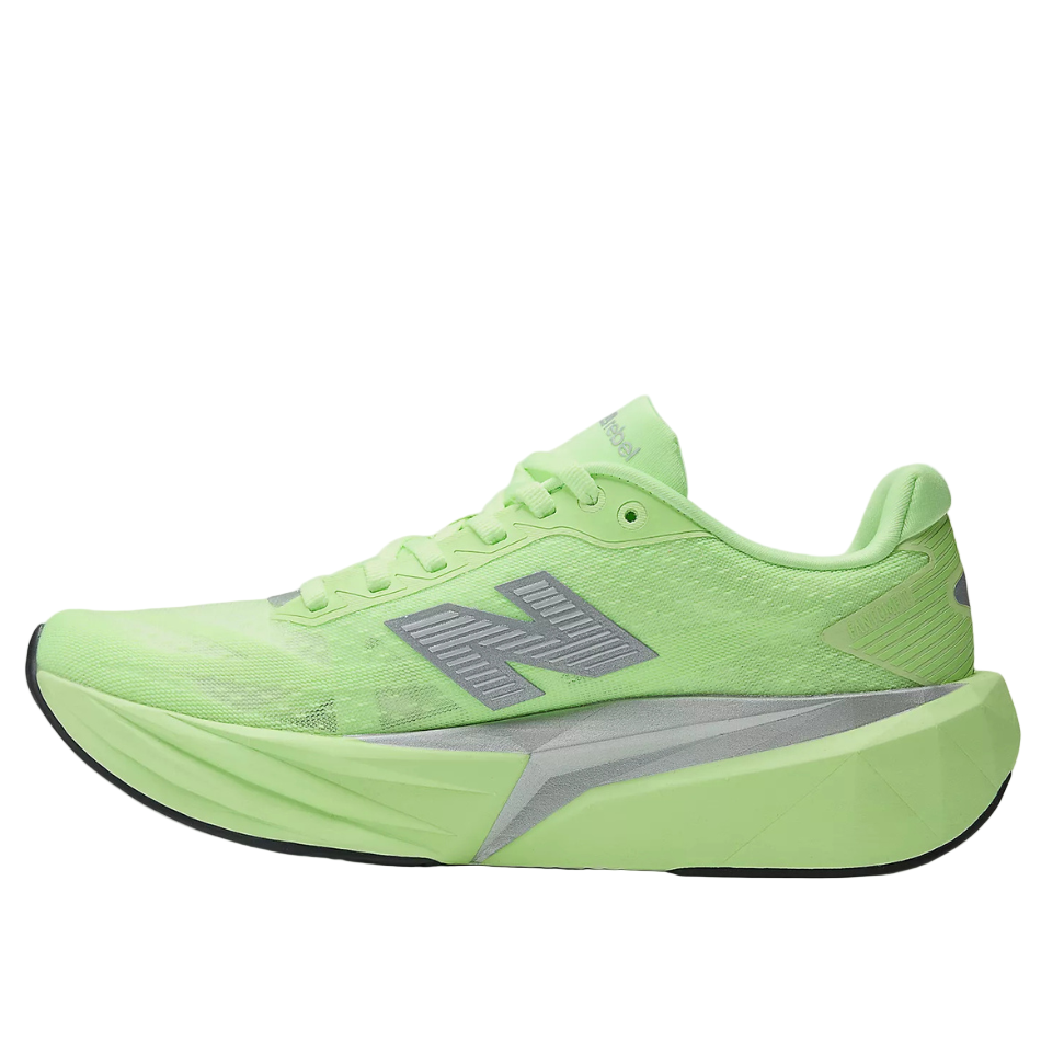 New Balance Women's Fuelcell Rebel v5 Running Shoes in Lab Green/Silver Metallic/White AW25