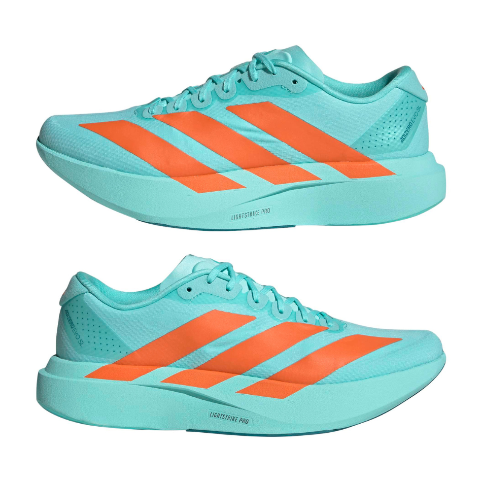 adidas Men's adizero Evo SL Woven Running Shoes in Flash Aqua/Impact Orange/Arctic Fusion AW26