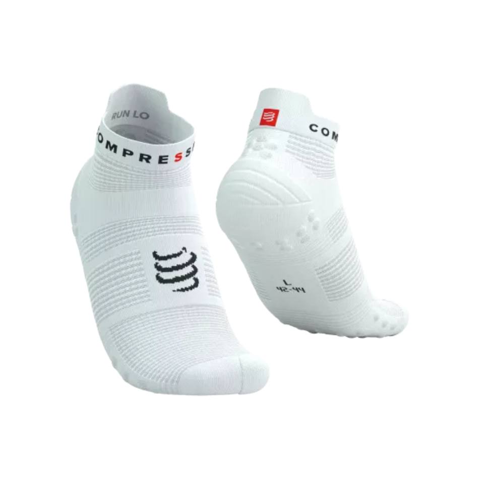 Compressport Unisex Pro Racing Socks V4.0 Run Low in White/Black