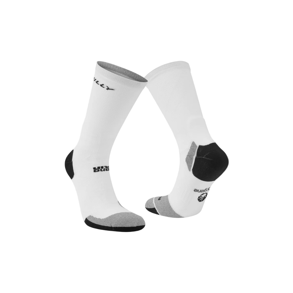 Hilly Unisex Marathon Fresh Crew Socks Min in White/Grey SS26