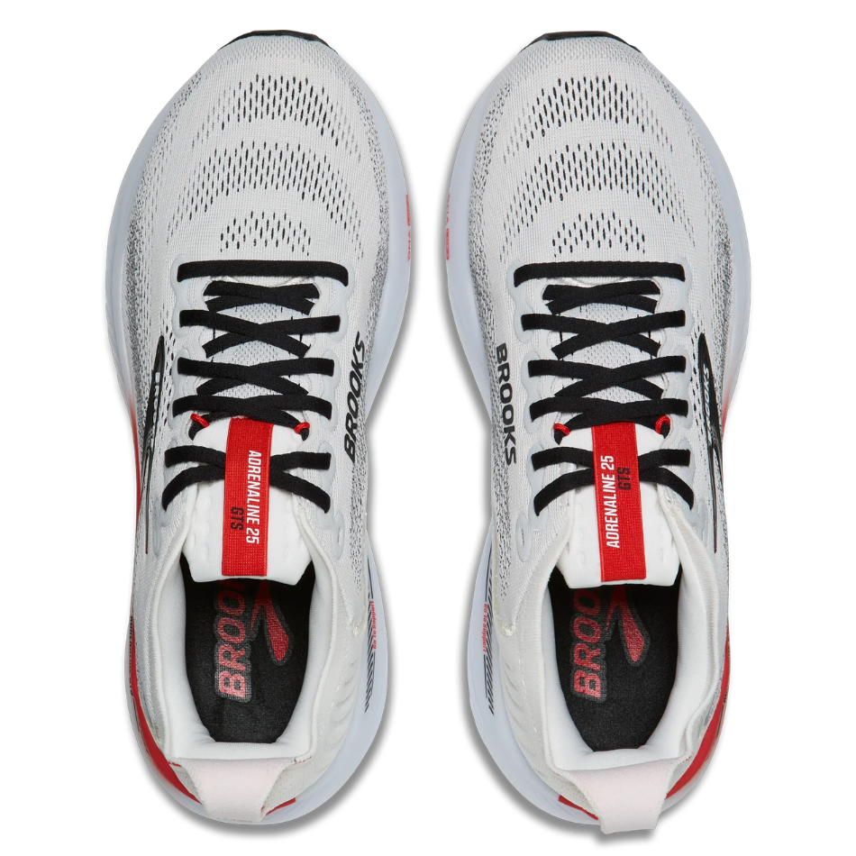 Brooks Men's Adrenaline GTS 25 Running Shoes in White/Black/Red AW26