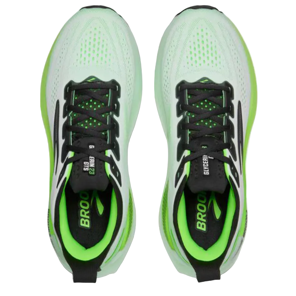 Brooks Men's Glycerin GTS 23 Running Shoes in White/Phantom/Green Gecko SS26