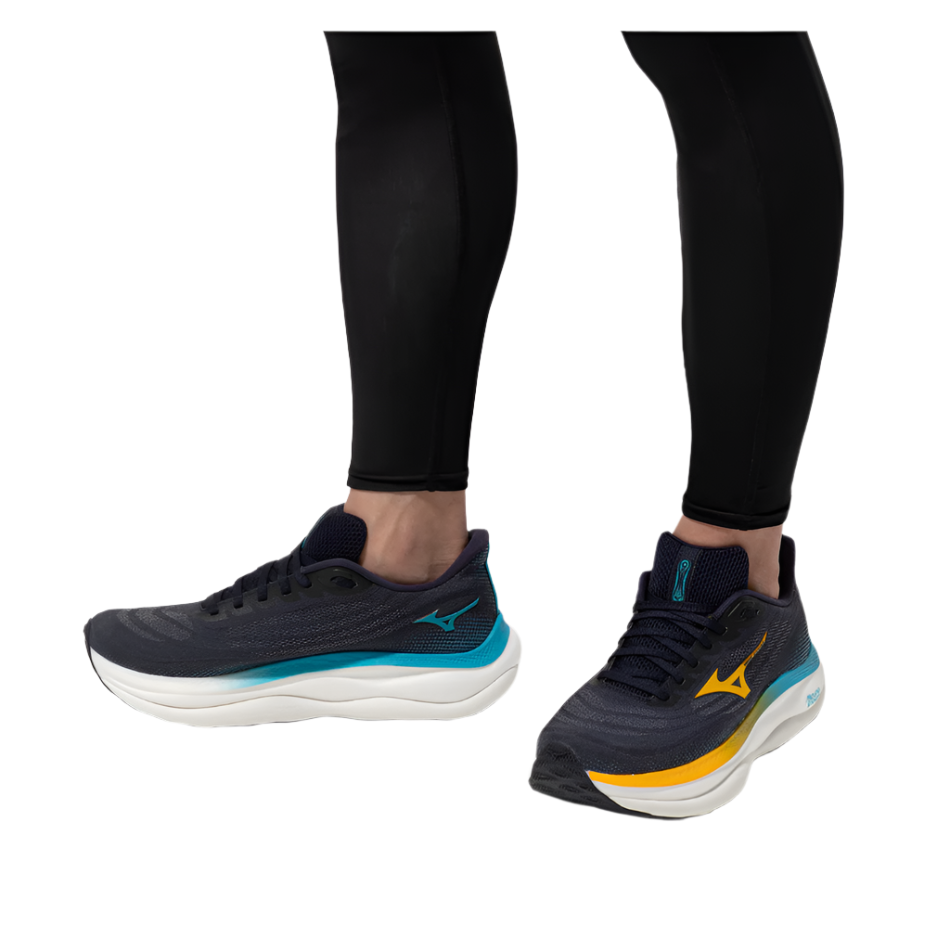 Mizuno Men's Wave Sky 9 Running Shoes in Baritone Blue/Citrus/Capri Breeze AW25