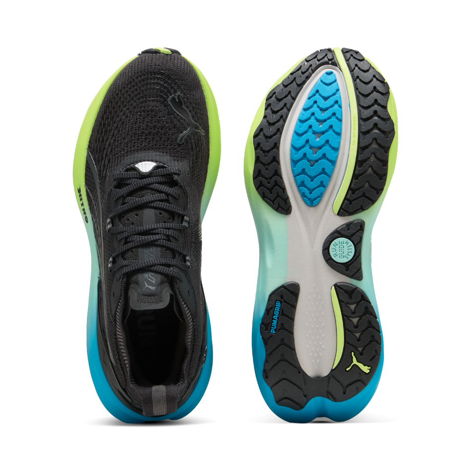 PUMA Men's Foreverrun NITRO 2 Running Shoes in PUMA Black/Fizzy Light/Speed Blue AW25