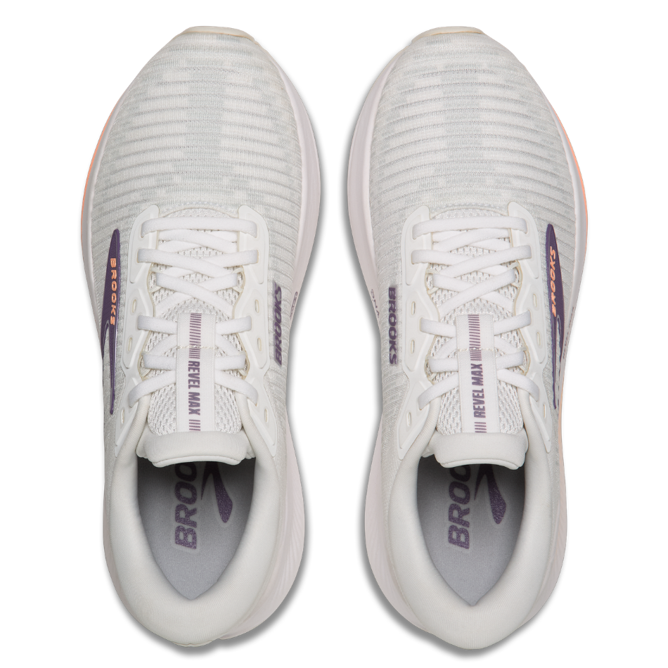 Brooks Women's Revel Max Running Shoes in Bright White/MulledGrape/Peach AW26