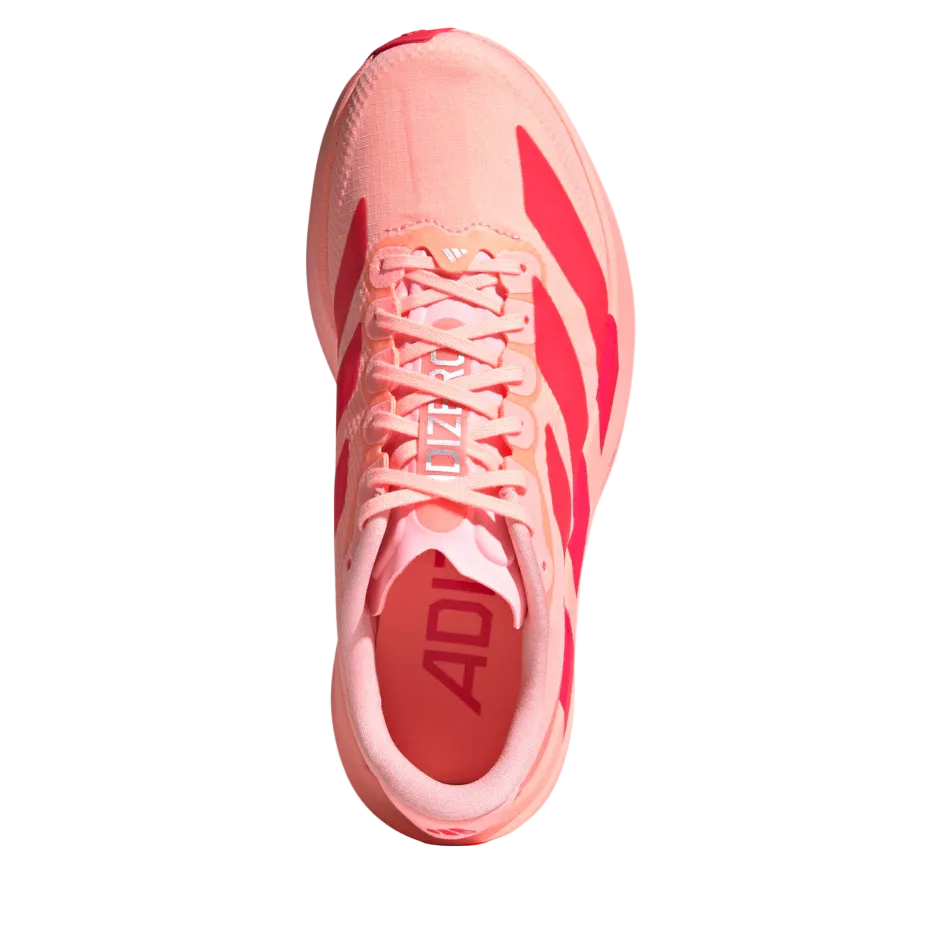 adidas Women's Adizero Evo SL Woven Running Shoes in Frozen Turbo/Lucid Red/Silver Met. AW26