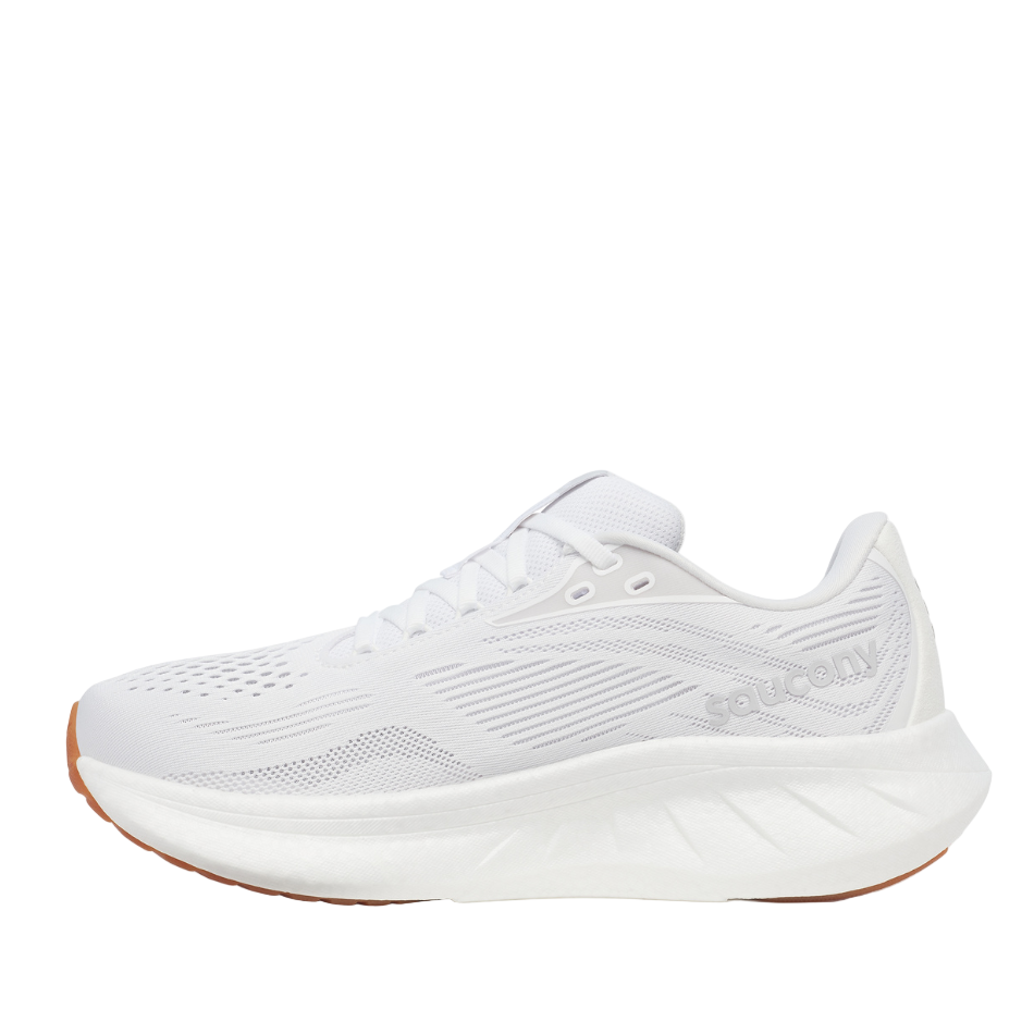 Saucony Women's Ride 18 Running Shoes in White/Gum - Online Exculsive