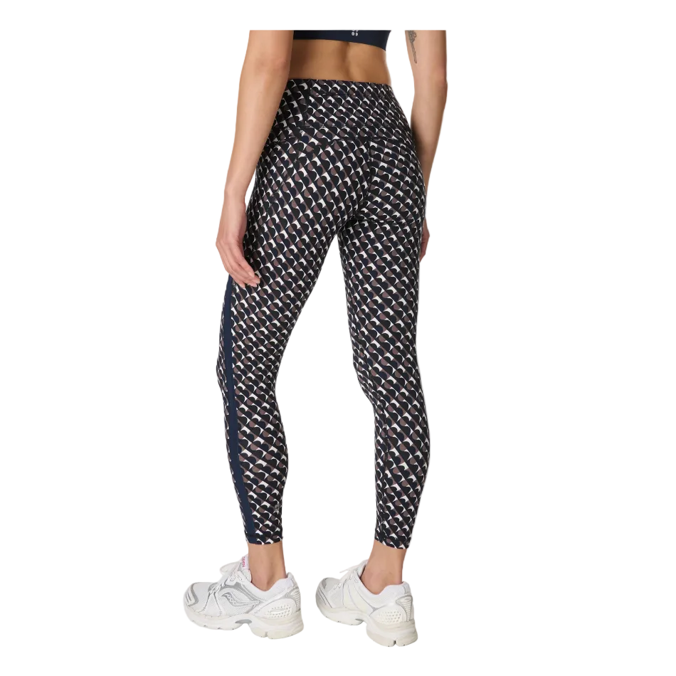 Sweaty Betty Power 7/8 Side Stripe Workout Leggings in Brown Arch Geo Print SS26