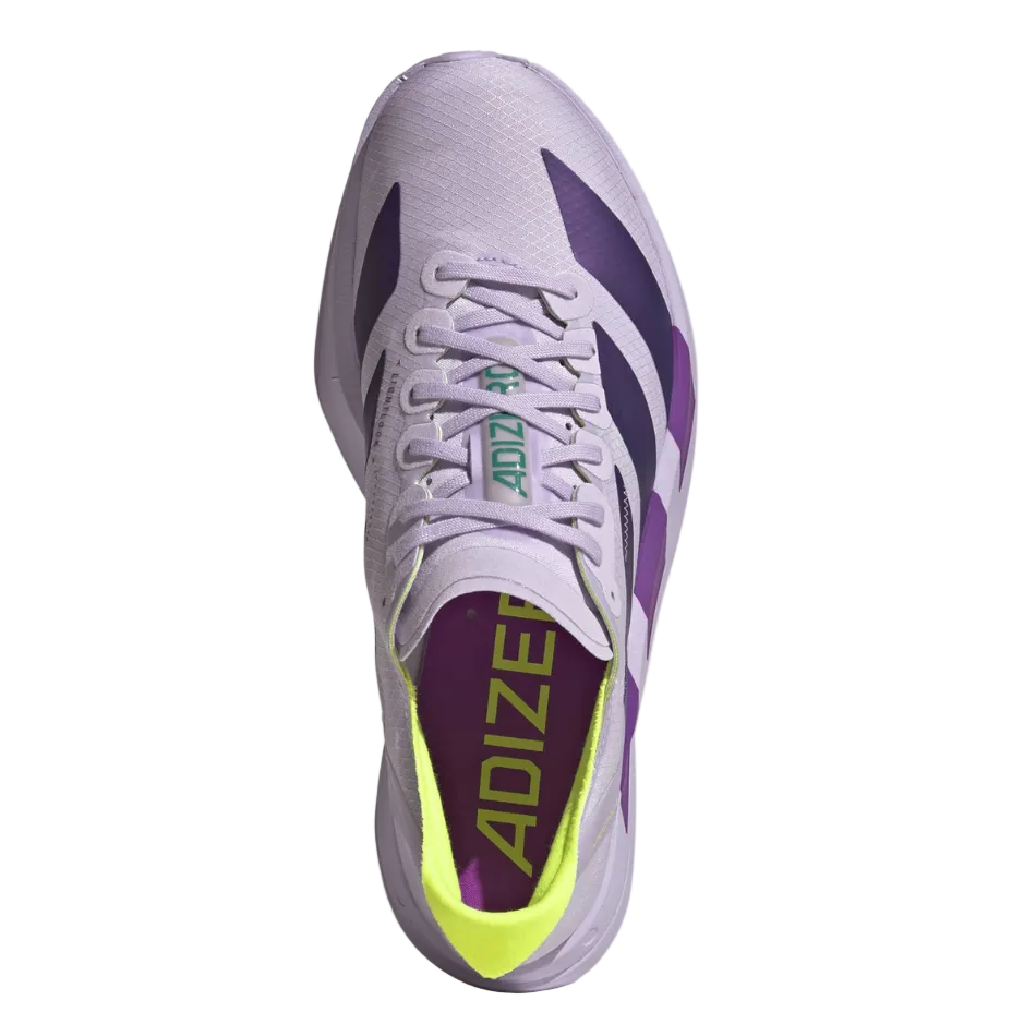 adidas Women's Adizero Adios Pro 4 Running Shoes in Purple Tint/Solar Purple/Signal Green AW26