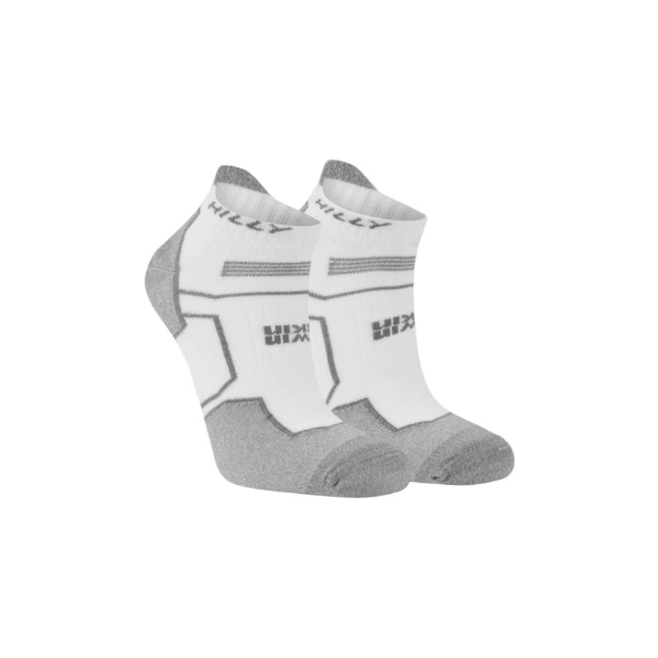 Hilly Unisex Twin Skin Socklet Med in White/Grey Marl SS26