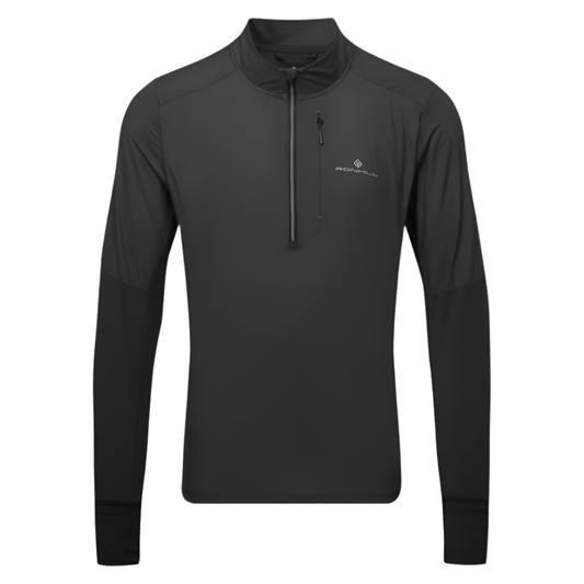 Ronhill Men's Tech Wind-Block 1/2 Zip Top in All Black AW25