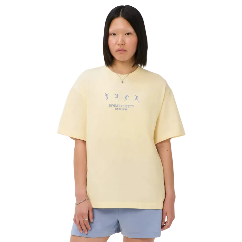 Sweaty Betty Tennis Graphic T-Shirt in Blue Tennis Ladies Print AW26
