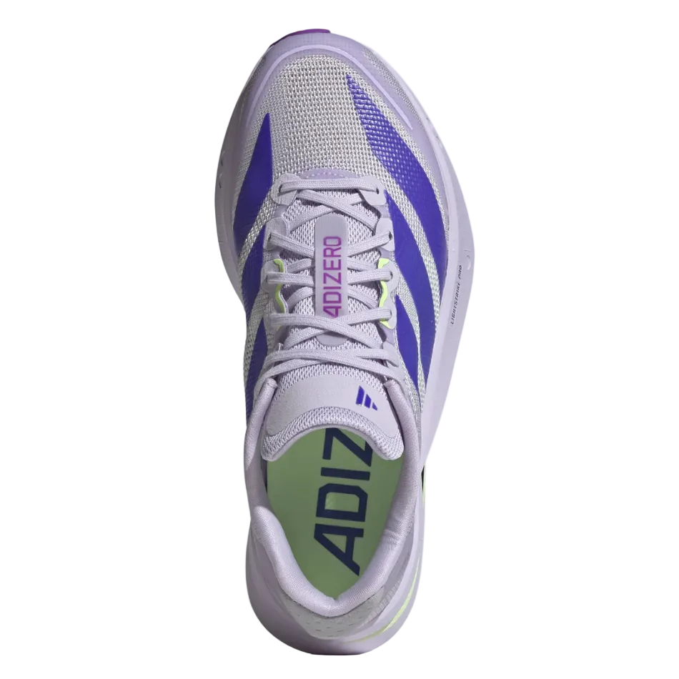 adidas Women's Adizero Boston 13 Running Shoes in Purple Tint/Solar Purple/Green Spark AW26