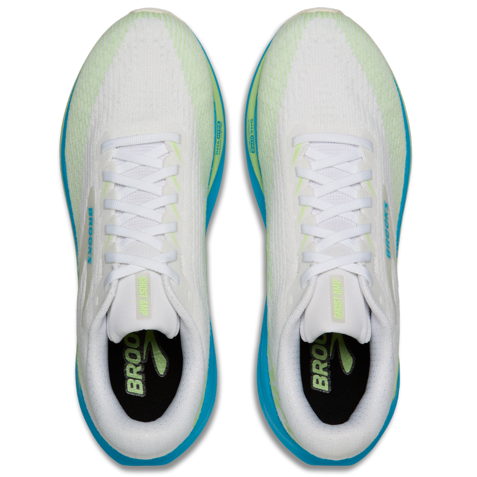 Brooks Men's Ghost Amp Running Shoes in White/Blue/Paradise Green AW26