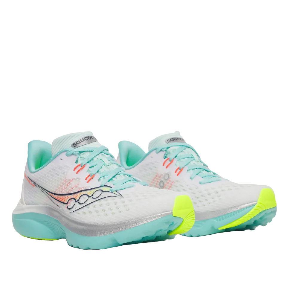 Saucony Women's Kinvara 16 Running Shoes in White/Aqua - Online Exclusive