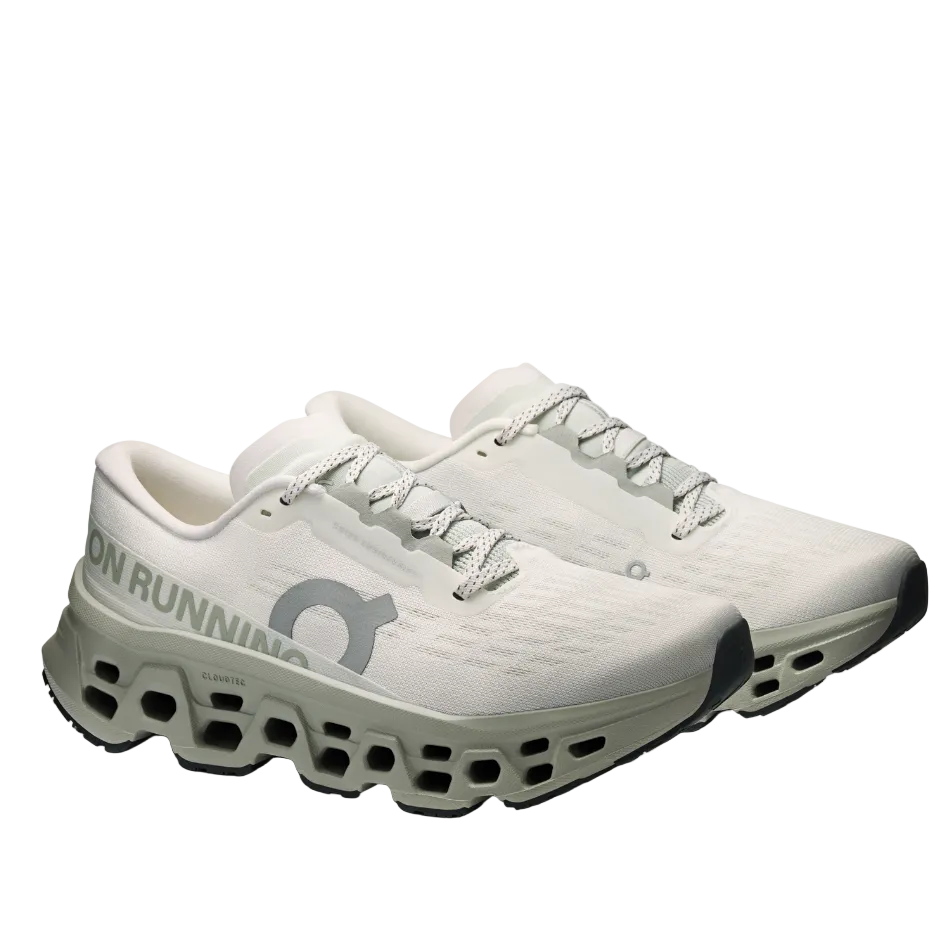 On Women's Cloudmonster 3 Running Shoes in Ivory/Tin SS26