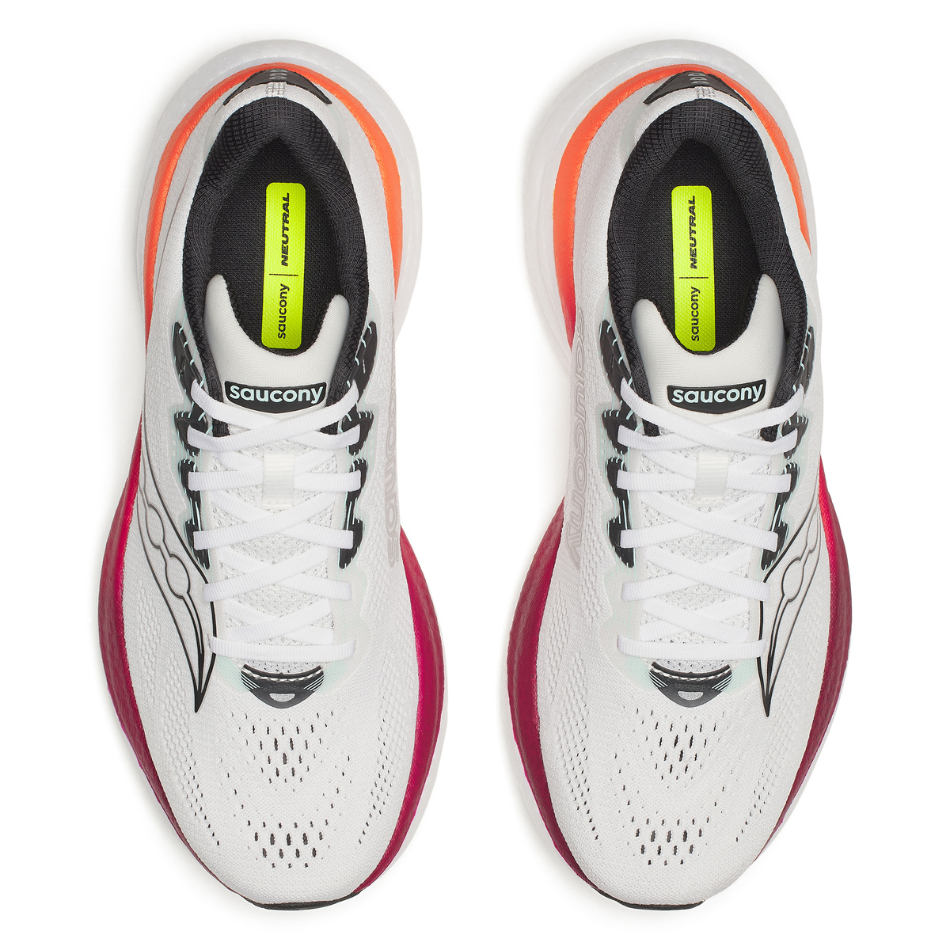 Saucony Men's Ride 19 Running Shoes in White/Crimson SS26