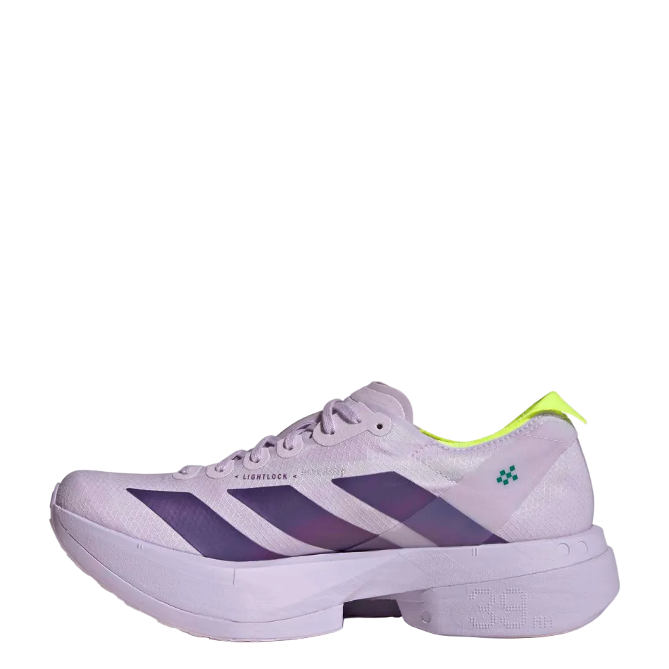adidas Women's Adizero Adios Pro 4 Running Shoes in Purple Tint/Solar Purple/Signal Green AW26