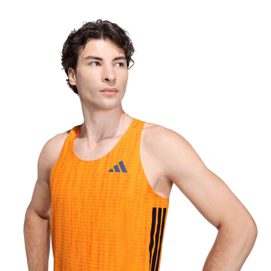 adidas Men's Adizero Running Tank Top in Pure Tangerine/Pure Orange SS26