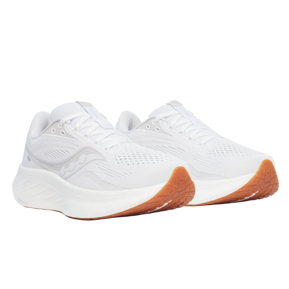 Saucony Women's Ride 18 Running Shoes in White/Gum - Online Exculsive