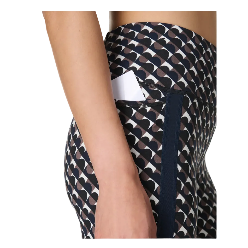 Sweaty Betty Power 7/8 Side Stripe Workout Leggings in Brown Arch Geo Print SS26