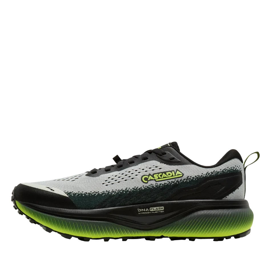 Brooks Men's Cascadia 20 Wide Fitting (2E) Trail Running Shoes in Grey/Black/Nightlife AW26