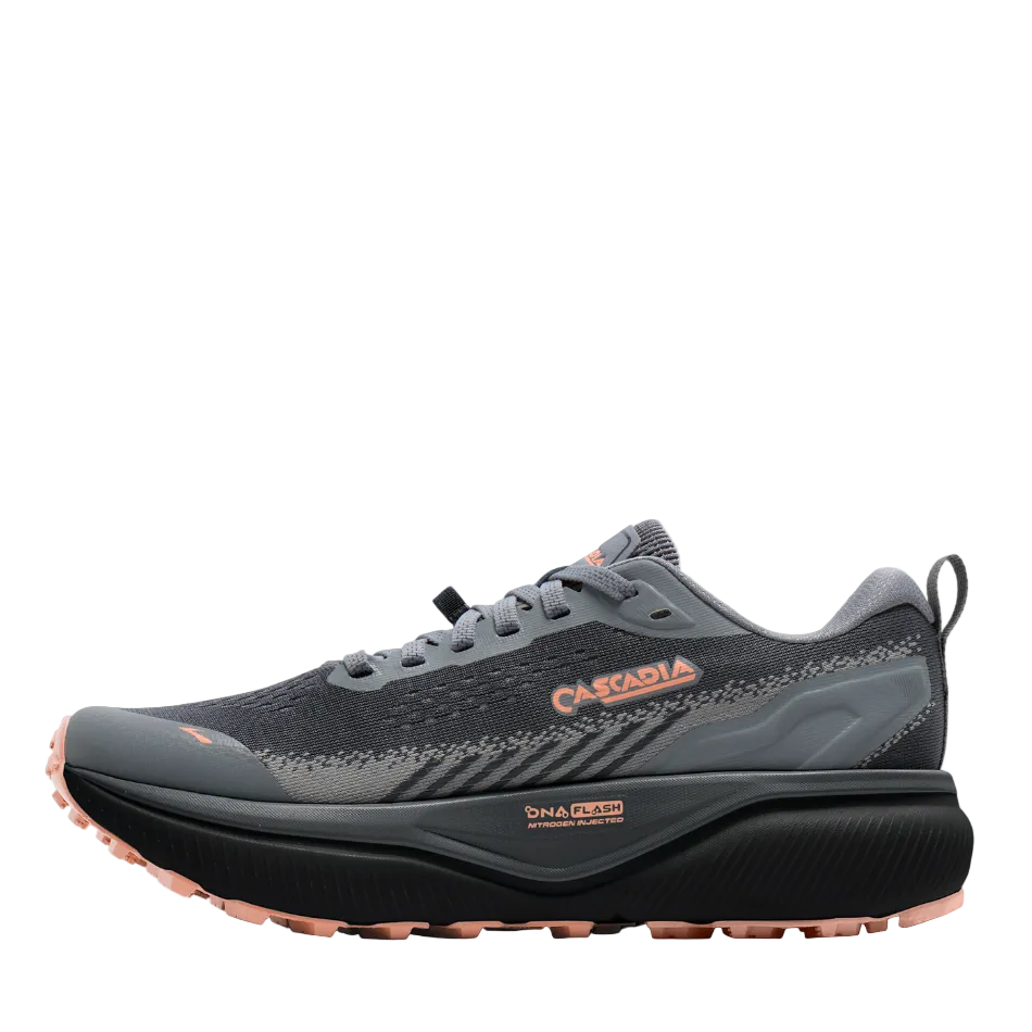 Brooks Women's Cascadia 20 Trail Running Shoes in Grey/Grey/Peach AW26