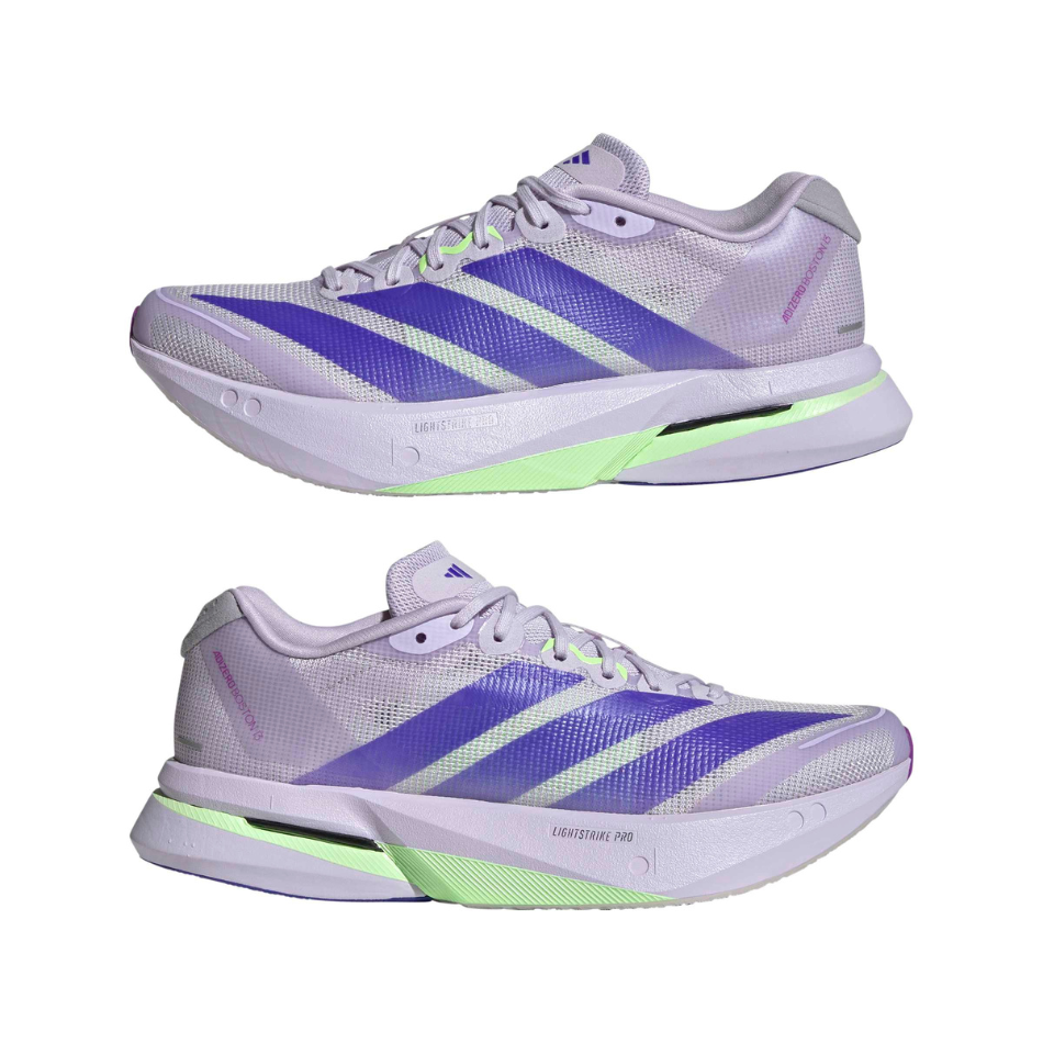 adidas Women's Adizero Boston 13 Running Shoes in Purple Tint/Solar Purple/Green Spark AW26