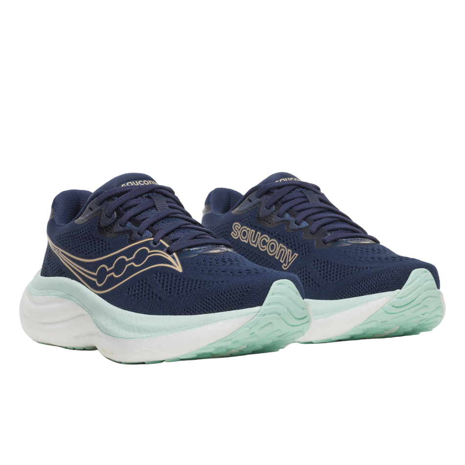 Saucony Women's Ride 19 Running Shoes in Navy/Aqua SS26