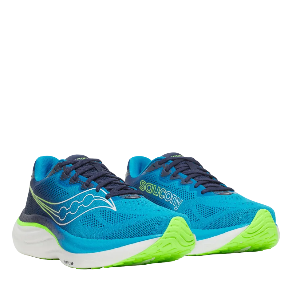 Saucony Men's Ride 19 Running Shoes in Cobalt/Slime- Online Exclusive