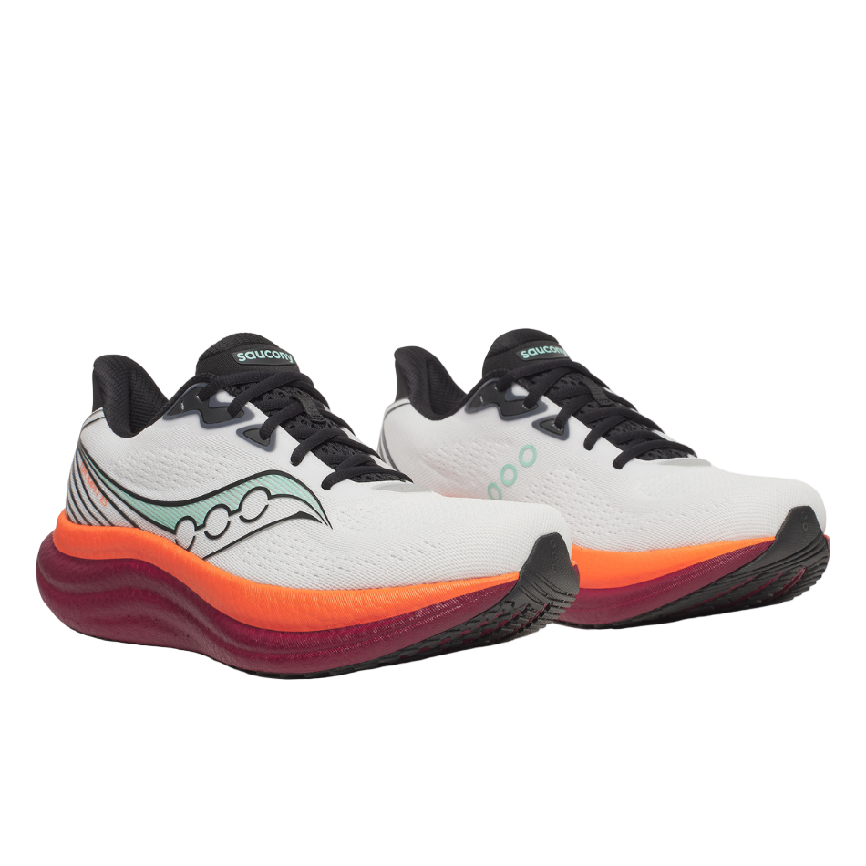 Saucony Men's Triumph 23 Running Shoes in White/Crimson SS26