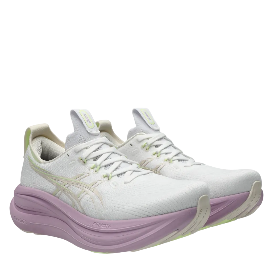 ASICS Women's GEL-NIMBUS 28 Running Shoes in White/Hazy Lilac AW26