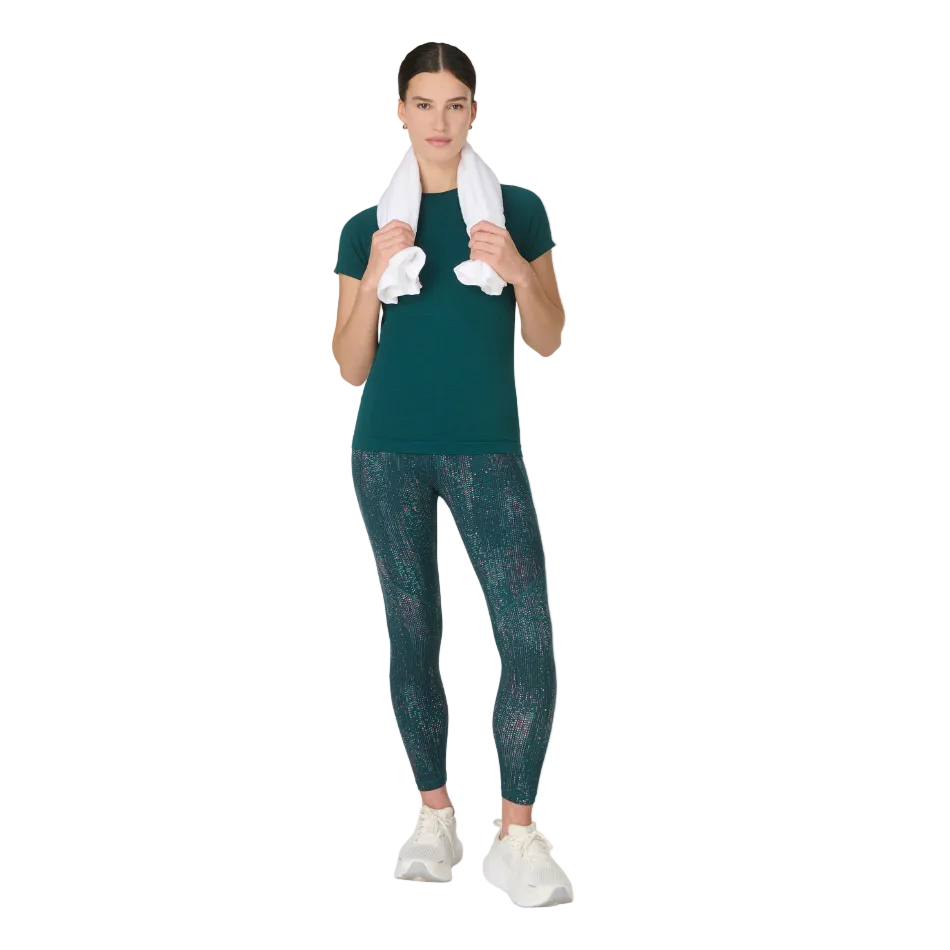 Sweaty Betty Power 7/8 Workout Leggings in Green Code Print SS26
