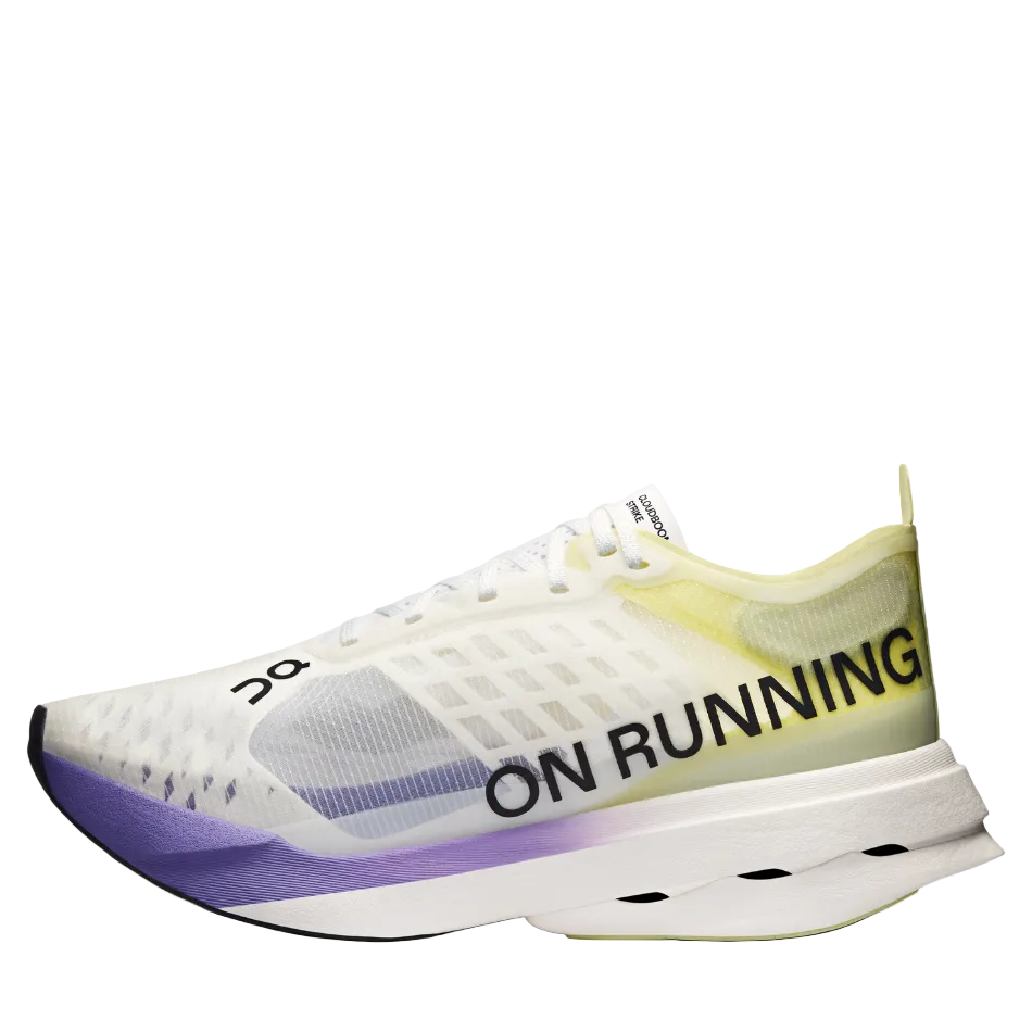 On Women's Cloudboom Strike Running Shoes in Juniper/Limelight SS26