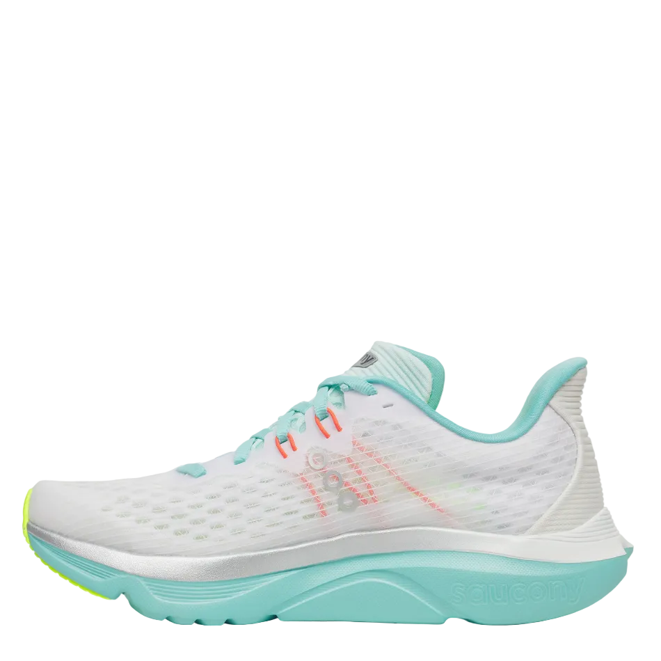 Saucony Women's Kinvara 16 Running Shoes in White/Aqua - Online Exclusive