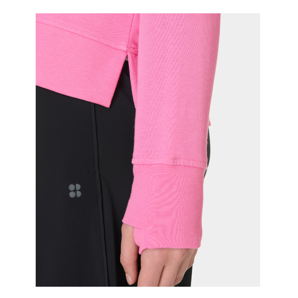 Sweaty Betty After Class Crop Sweatshirt in Guava Pink SS26
