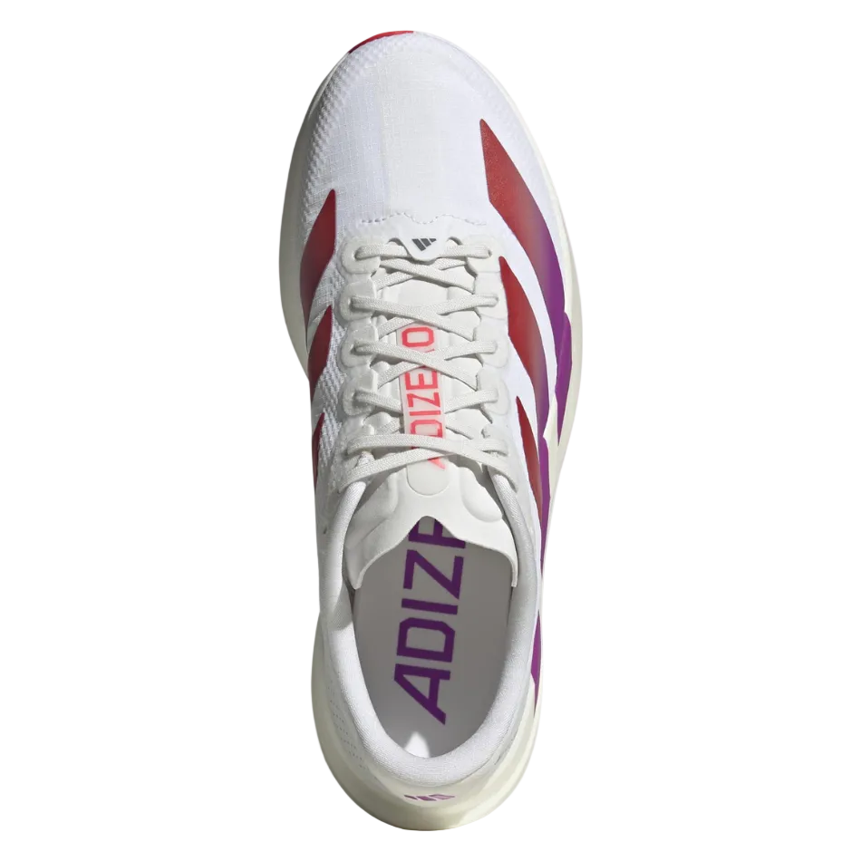 adidas Men's adizero Evo SL Woven Running Shoes in FTWR White/Lucid Red/Crystal White AW26