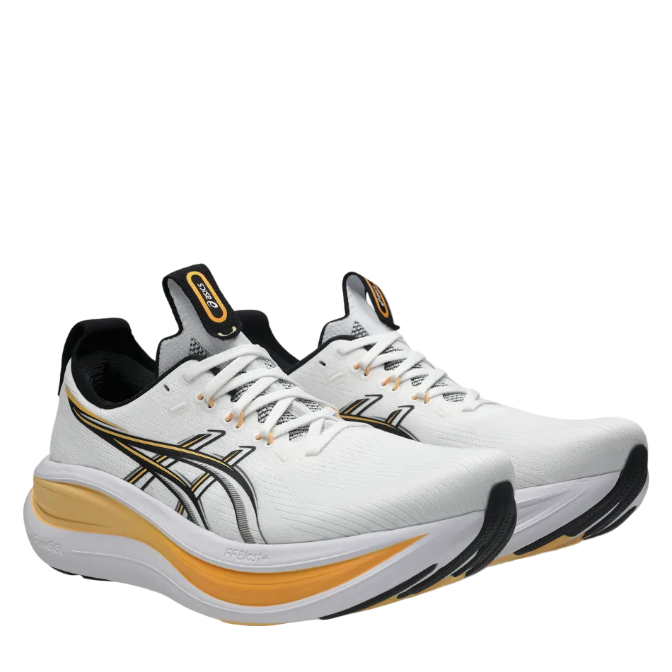 ASICS Men's GEL-NIMBUS 28 Running Shoes in White/Stadium Orange AW26