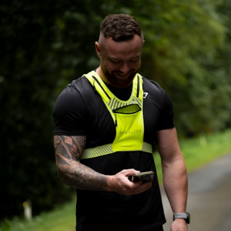 BodyLite Gear Phone Holder Vest in Neon Yellow