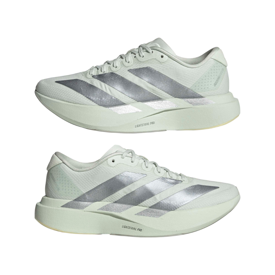 adidas Women's Adizero Evo SL Woven Running Shoes in Crystal Jade/Tech Grey Met./Wonder Silver AW26