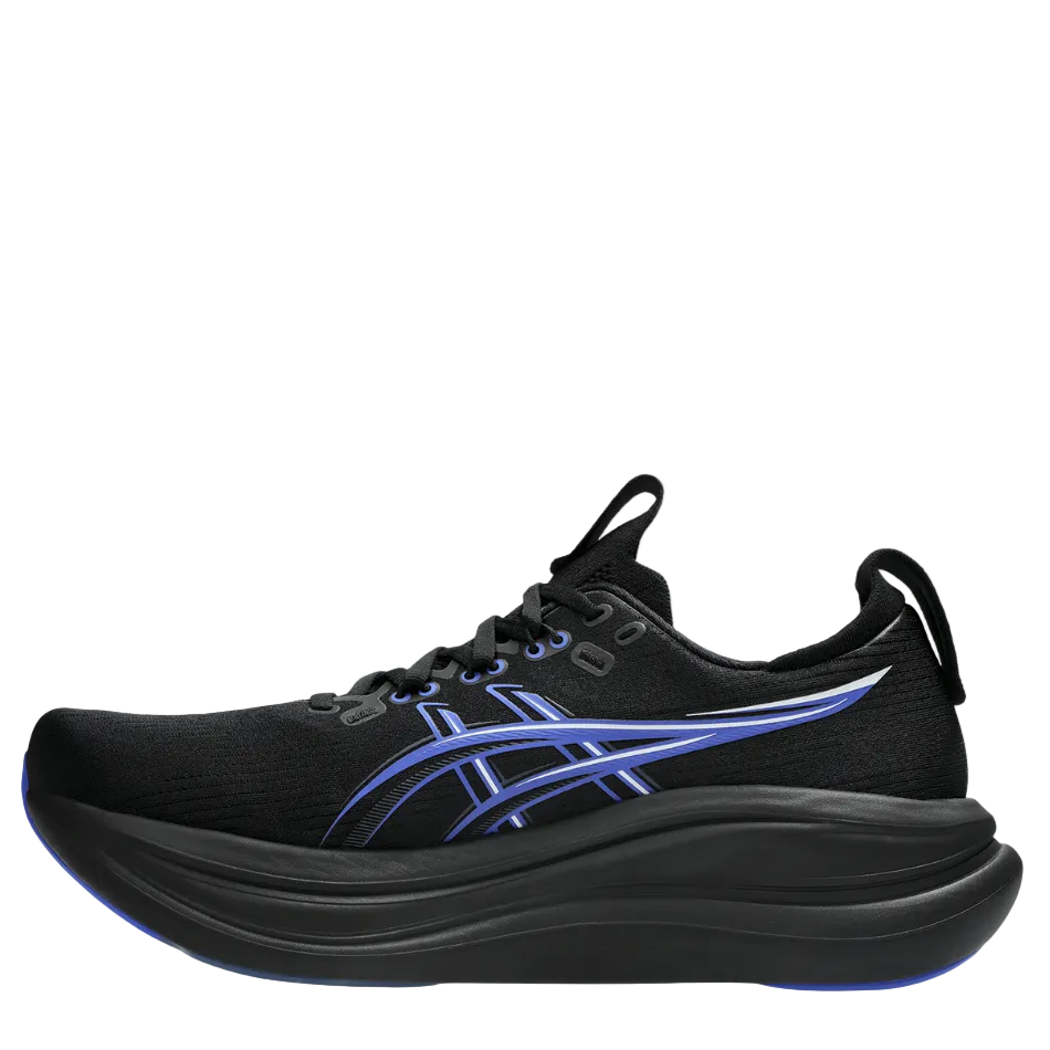 ASICS Men's GEL-NIMBUS 28 Running Shoes in Black/Neon Blue AW26
