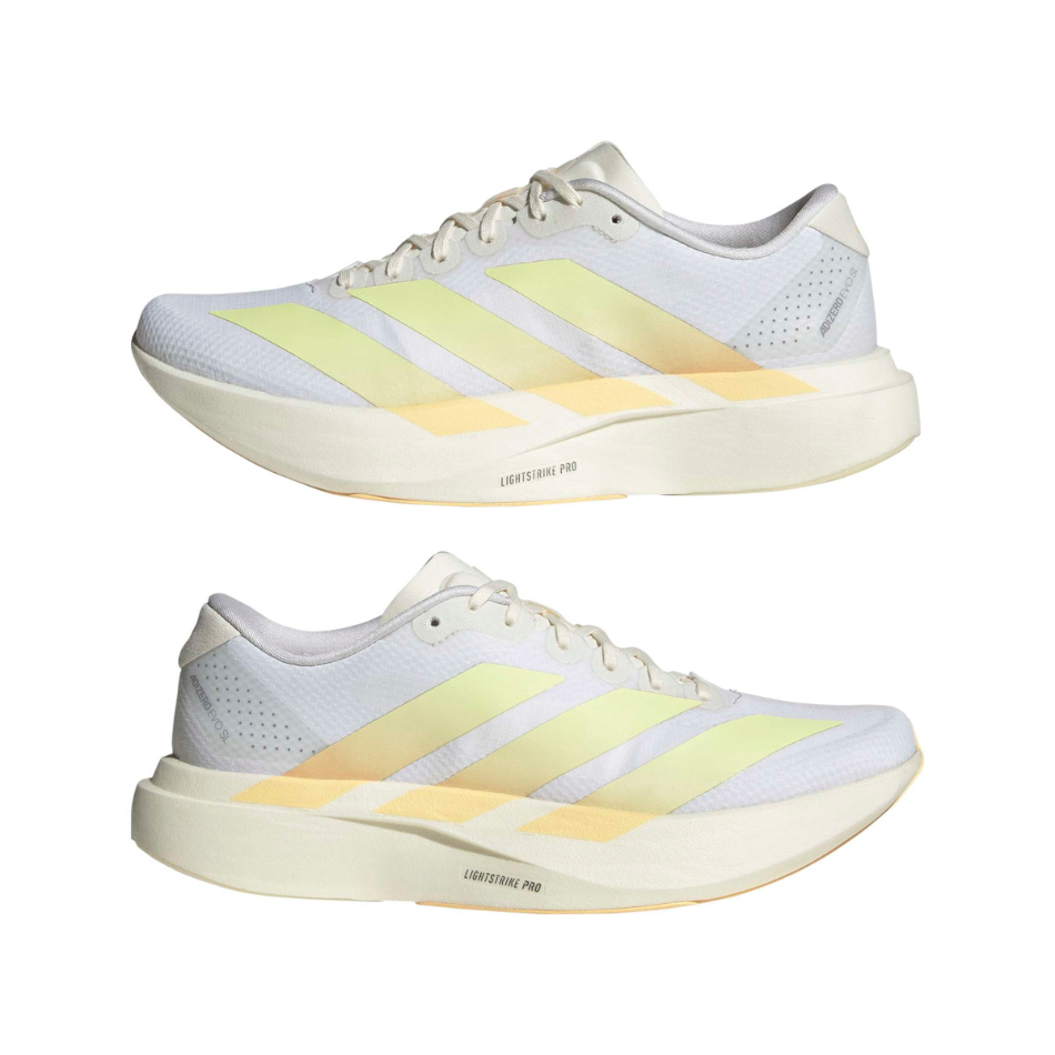 adidas Women's Adizero Evo SL Woven Running Shoes in FTWR White/Ice Tangerine/Off White AW26