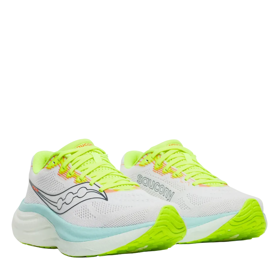 Saucony Women's Ride 19 Running Shoes in White/Splash - Online Exclusive