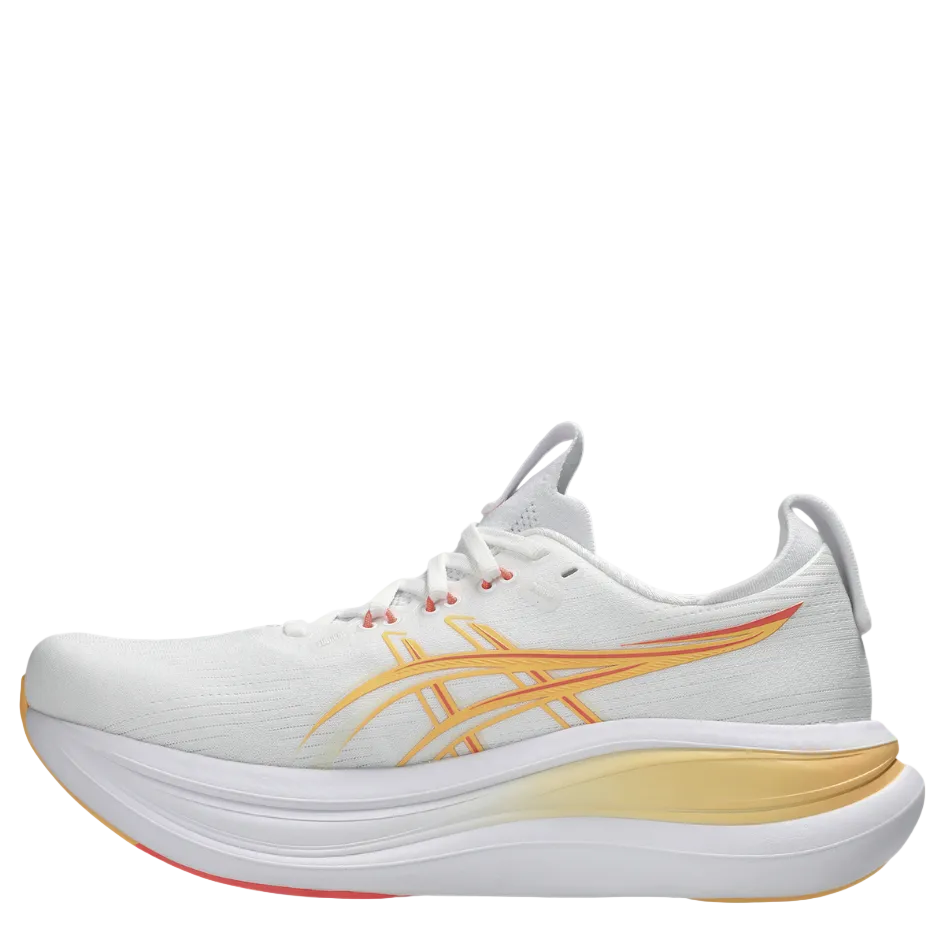 ASICS Women's GEL-NIMBUS 28 Running Shoes in White/Sun Coral AW26