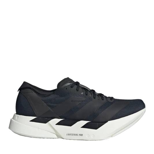 Adidas Men's Adizero Adios Pro 4 Running Shoes in Core Black/Core Black/Grey Five, side view