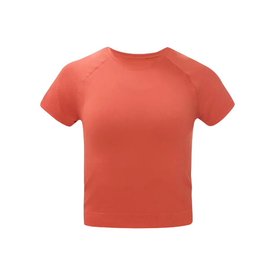 Athlete Crop Seamless Workout T-Shirt in Terazzo Red, front view