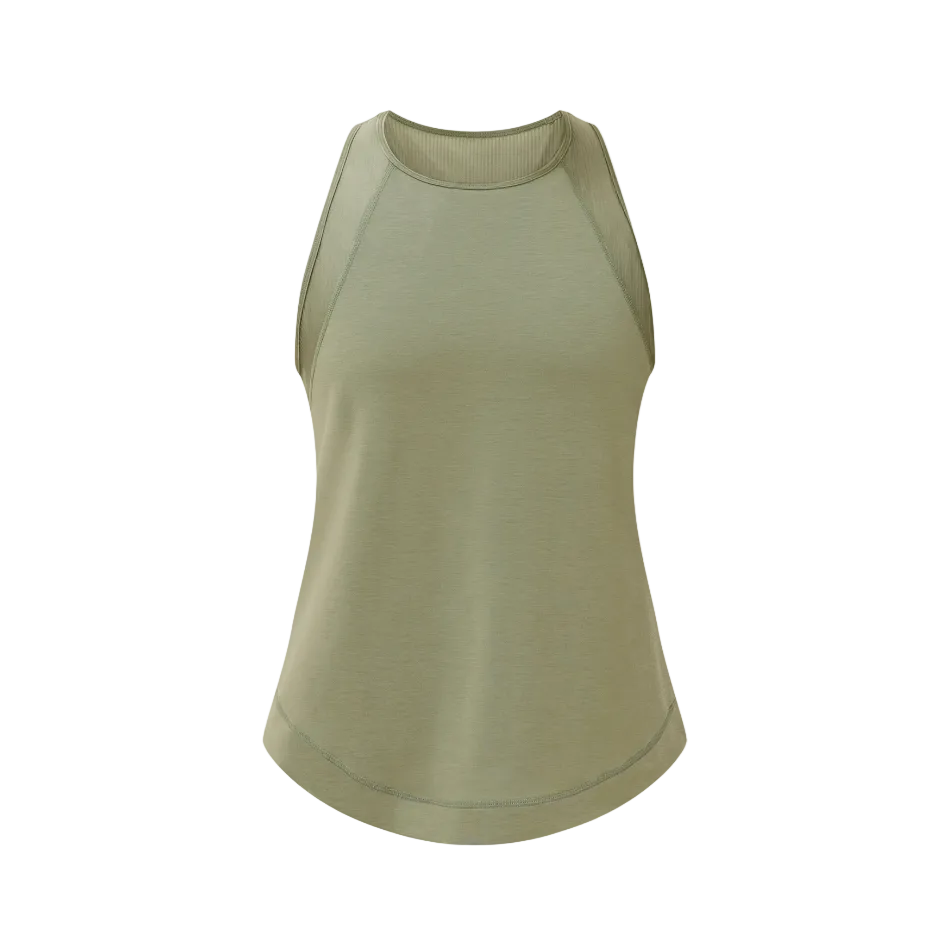 Breathe Easy Mesh Run Tank Top in Bracken Green, front view
