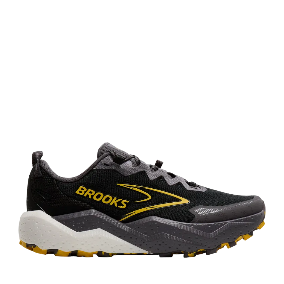 Brooks Men's Caldera 8 Running Shoes in Black/Rabbit/Zest, side view