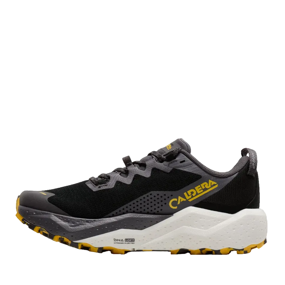 Brooks Men's Caldera 8 Running Shoes in Black/Rabbit/Zest, side view