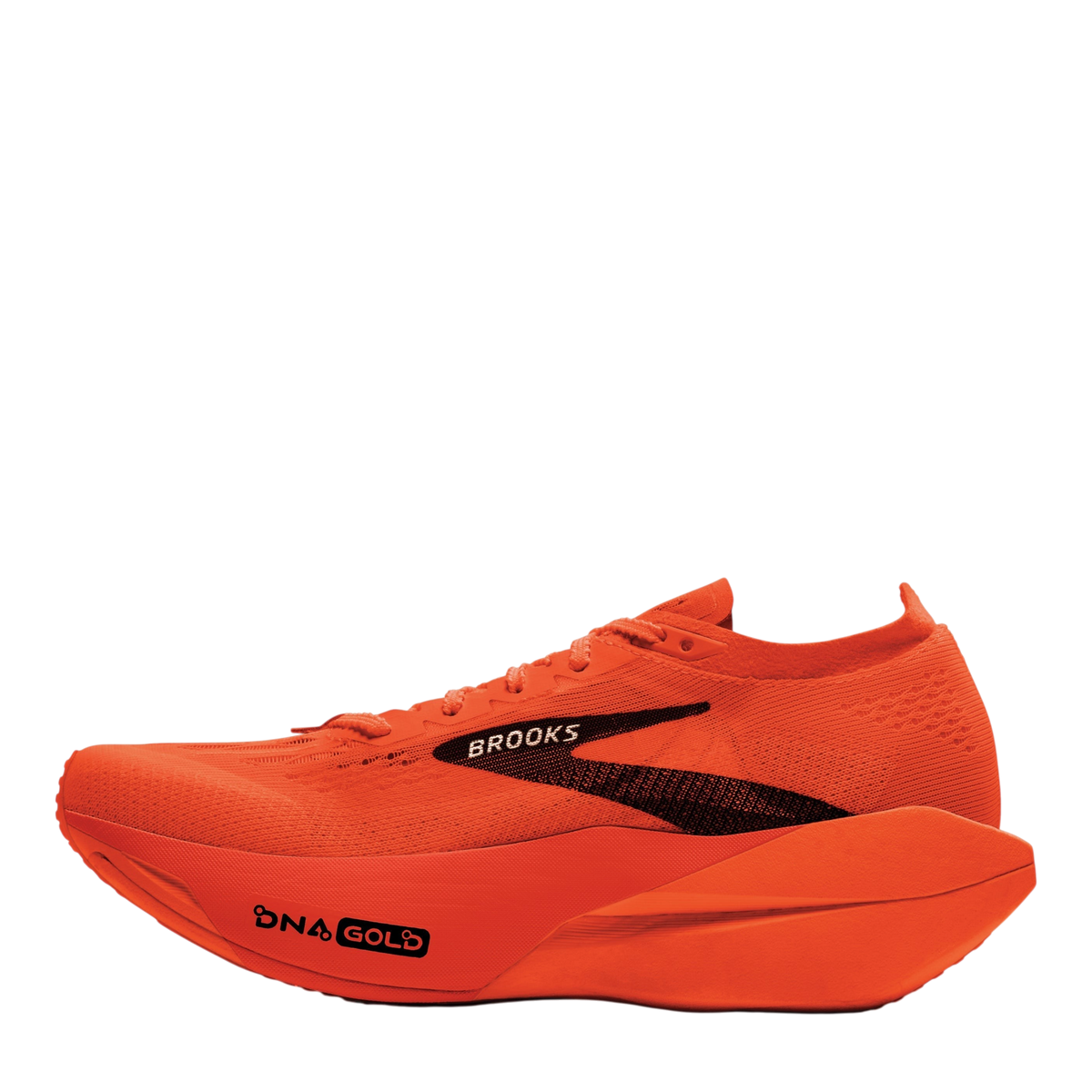 Up & Running Brooks Hyperion Elite 6 running shoe in vibrant tigerlily orange with DNA GOLD cushioning and carbon plate